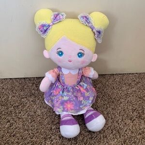 Ouozzz Fabric Plush Cloth Rag Baby Doll Blonde w/bows Purple dress